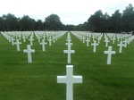 The long rows of crosses in the American Cemetery in Normandy