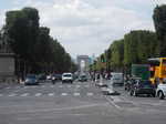 Looking up Avenue des Champs-Élysées to Arc de Triomphe