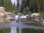 A waterfall at the start of the trail