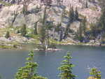 Fishing in a mountain lake