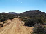The dusty road leading through the arid Gila National Forest
