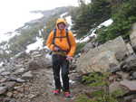 Myself after going over Pigeon Pass, facing rain, hail, and 40 mph winds. I was almost a drowned rat.