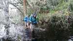 Walking through deep water