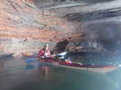 My kayak inside a sea cave