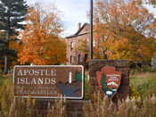 “Apostle Islands” sign at the Bayfield Visitor Center