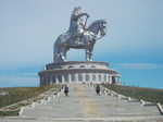 An obscenely large, gaudy statue of Genghis Khan