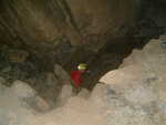 Climbing around inside the cave