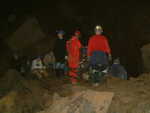 Climbing around inside the cave