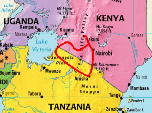 Route of African safari