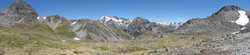 Panoramic view from the top of Travers Saddle