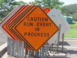 Caution run event in progress sign