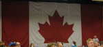 Giant Canadian flag inside the Convention Centre