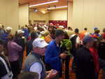The crowd of people waiting to sign up for Ironman Wisconsin