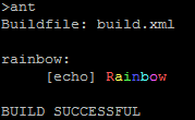 Rainbow colored text output with Ant