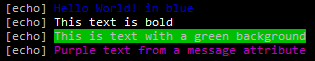 Sample colorized output text with Ant