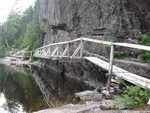 Planks along the side of Avalanche Lake