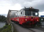 The bridge over the Pite Alv River, which carries both trains and cars