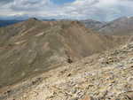 The trail following the rocky, undulating divide