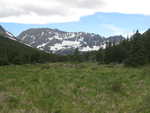 Looking up Kennedy Creek towards Crowfeet Mountain