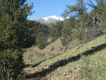 Looking at high peaks with fresh snow