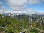 Snow capped mountain peaks in the distance