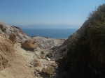 Looking out Wadi David to the Dead Sea