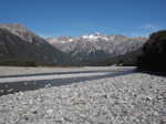 Looking up the braided Waimakariri River, near its confluence with the Crow River