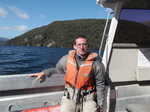 Myself on the choppy ride across Lake Hauroko