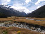 Looking up the Matukituki River from near Aspiring Hut