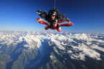 Freefalling with awesome mountains in the background