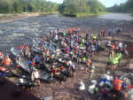 The canoes ready to hit the water