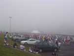 The foggy staging area for Grandma’s Marathon