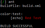 Sample colorized output text with Ant