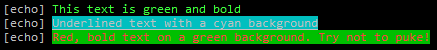 Sample colorized output text with Ant